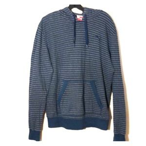 Navy blue and grey striped Puma hooded sweatshirt
